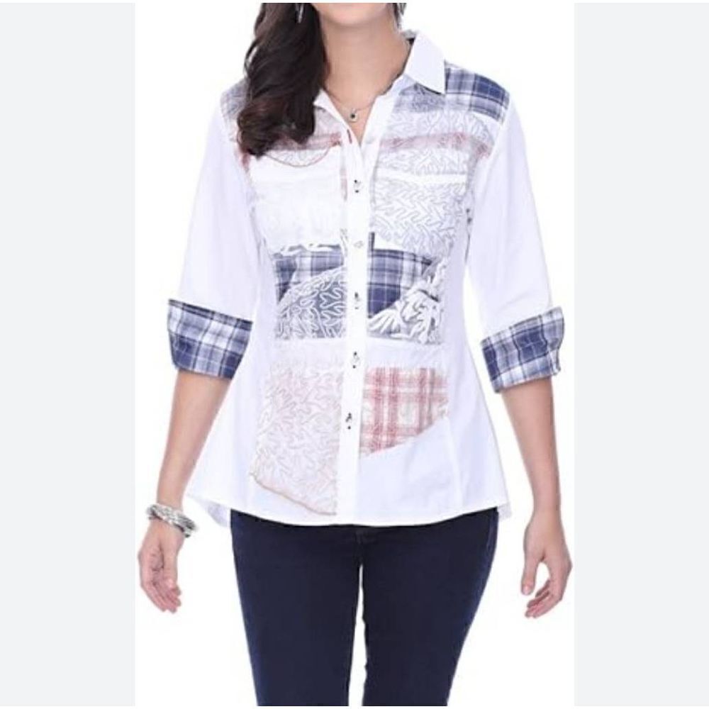 Parsley & Sage Robin Patchwork Button Down Shirt
